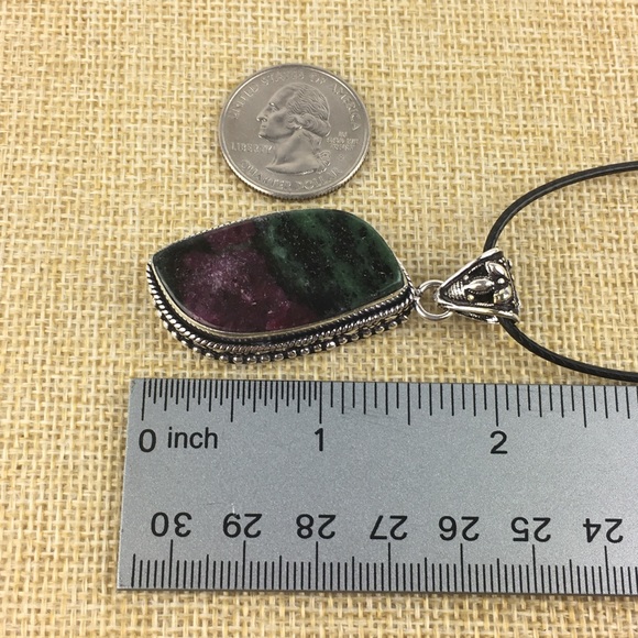 Ruby in Zoisite Stone Pendant Necklace - Picture 8 of 9